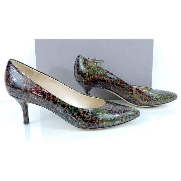 AMALFI by Rangoni Pace Pumps Heels Brown Imperial Patent Size 7.5 Made in Italy - Picture 5 of 9